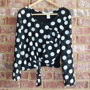 Long or 3/4 sleeve flowy polka dot blouse